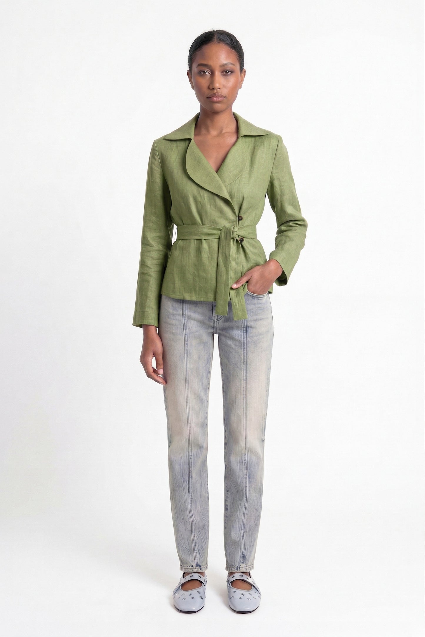 Lime green linen jacket