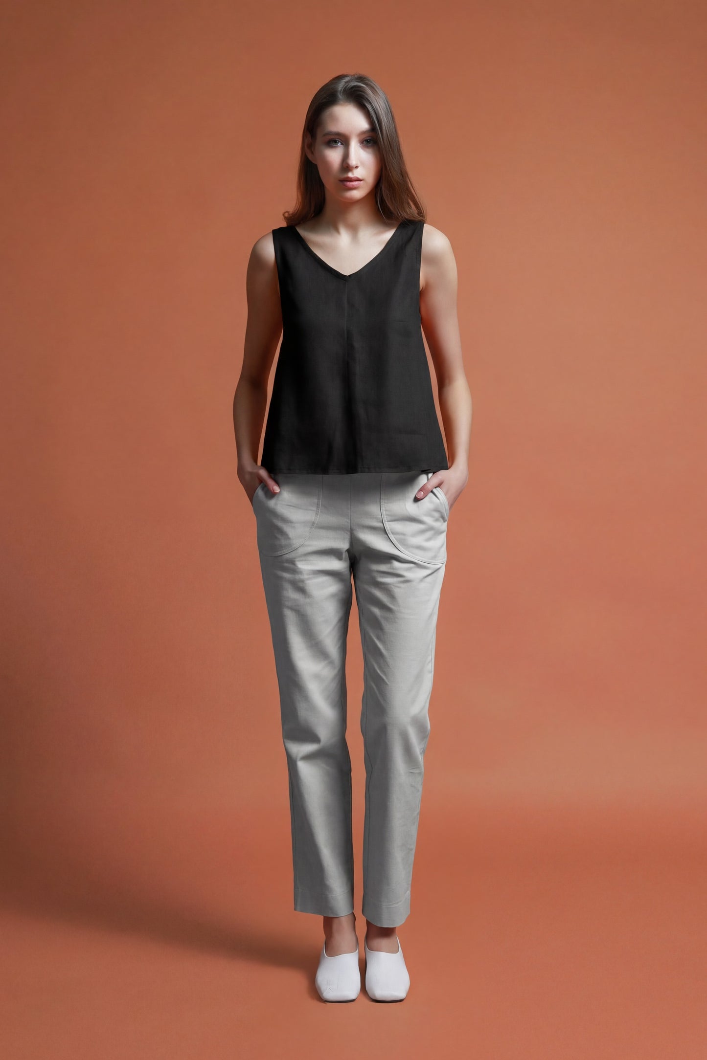 Black linen tank