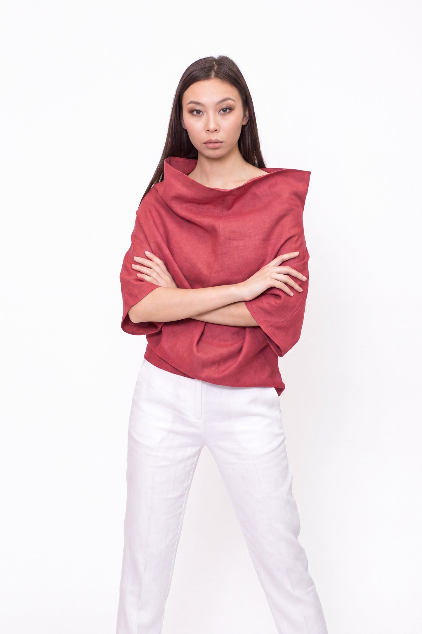 Red linen tunic