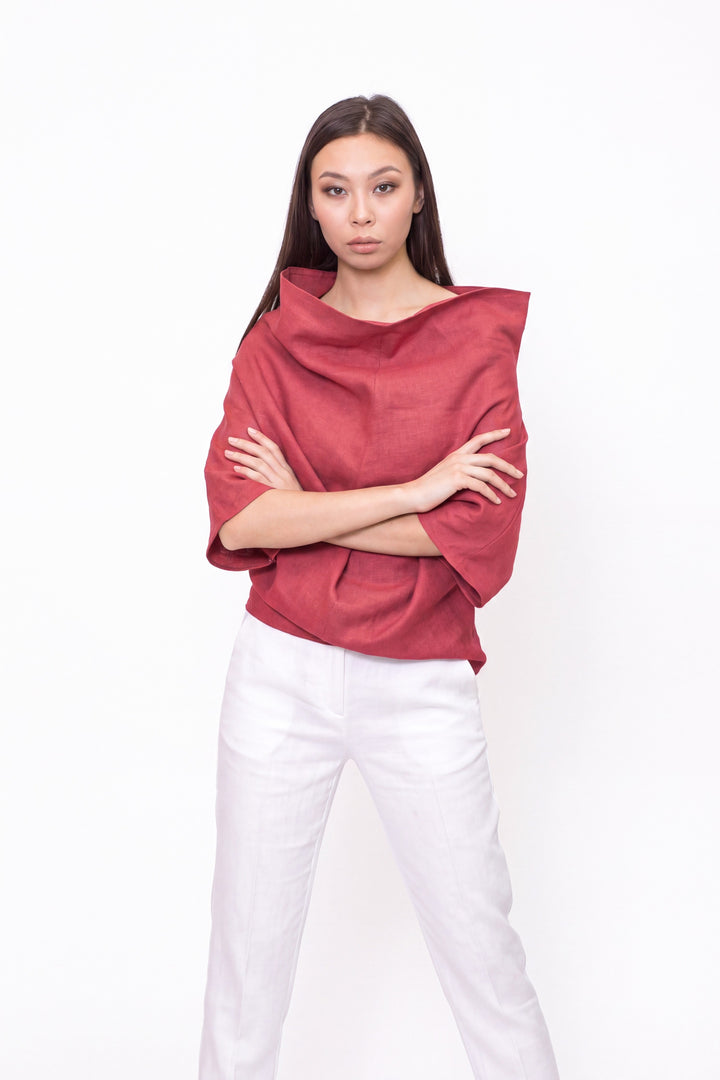 Red linen tunic