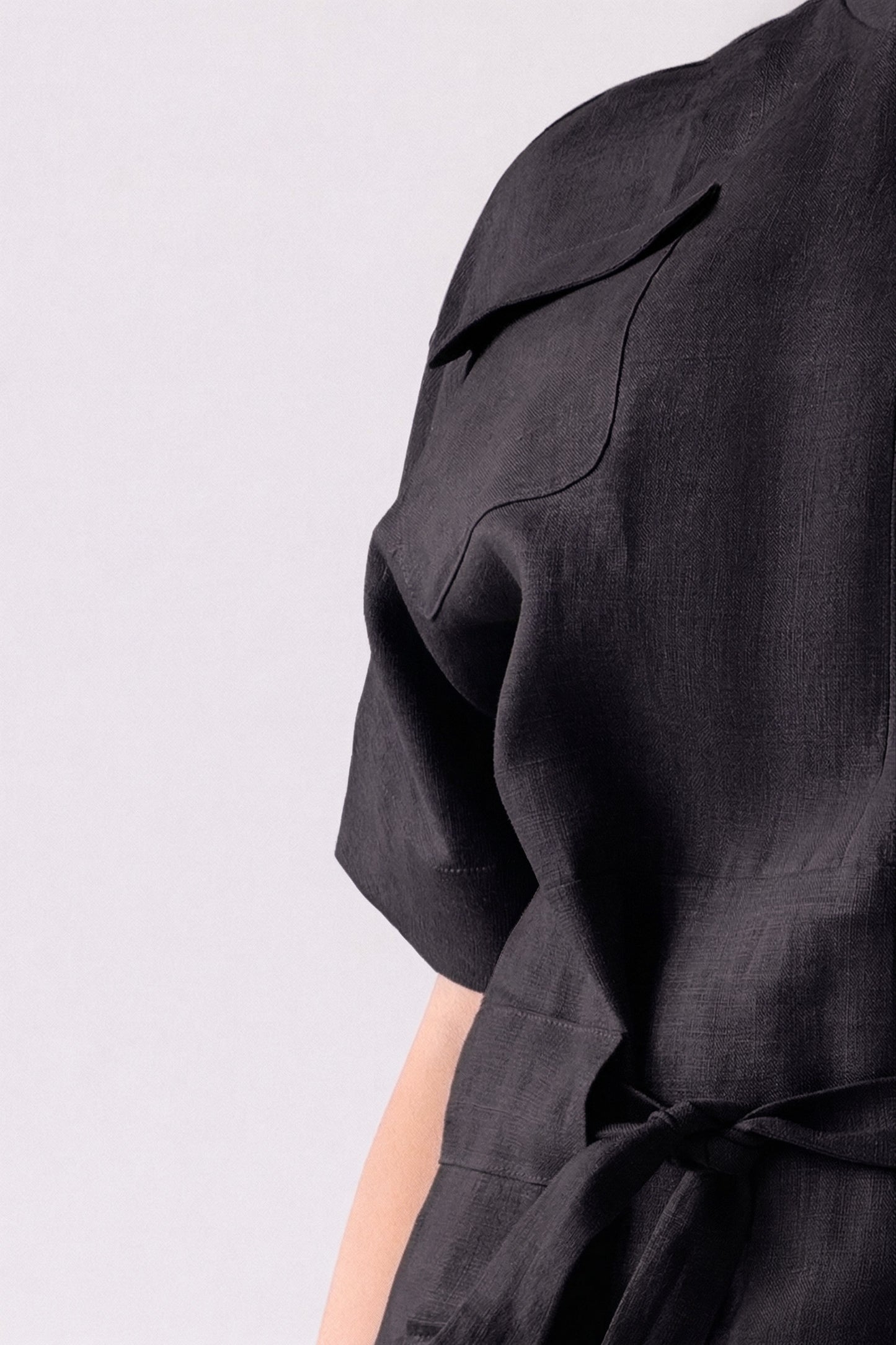 Black linen dress