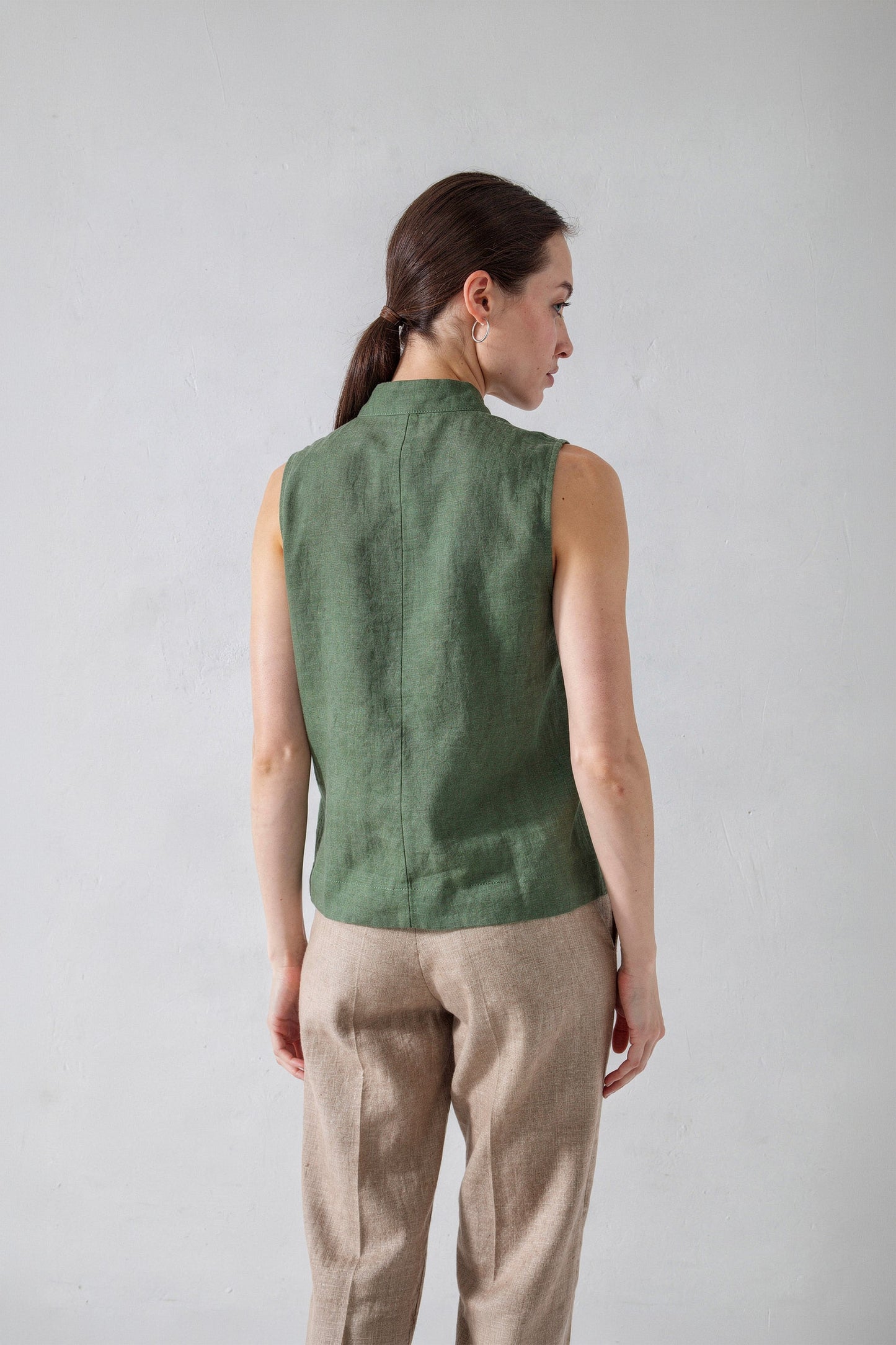 Green Linen Top