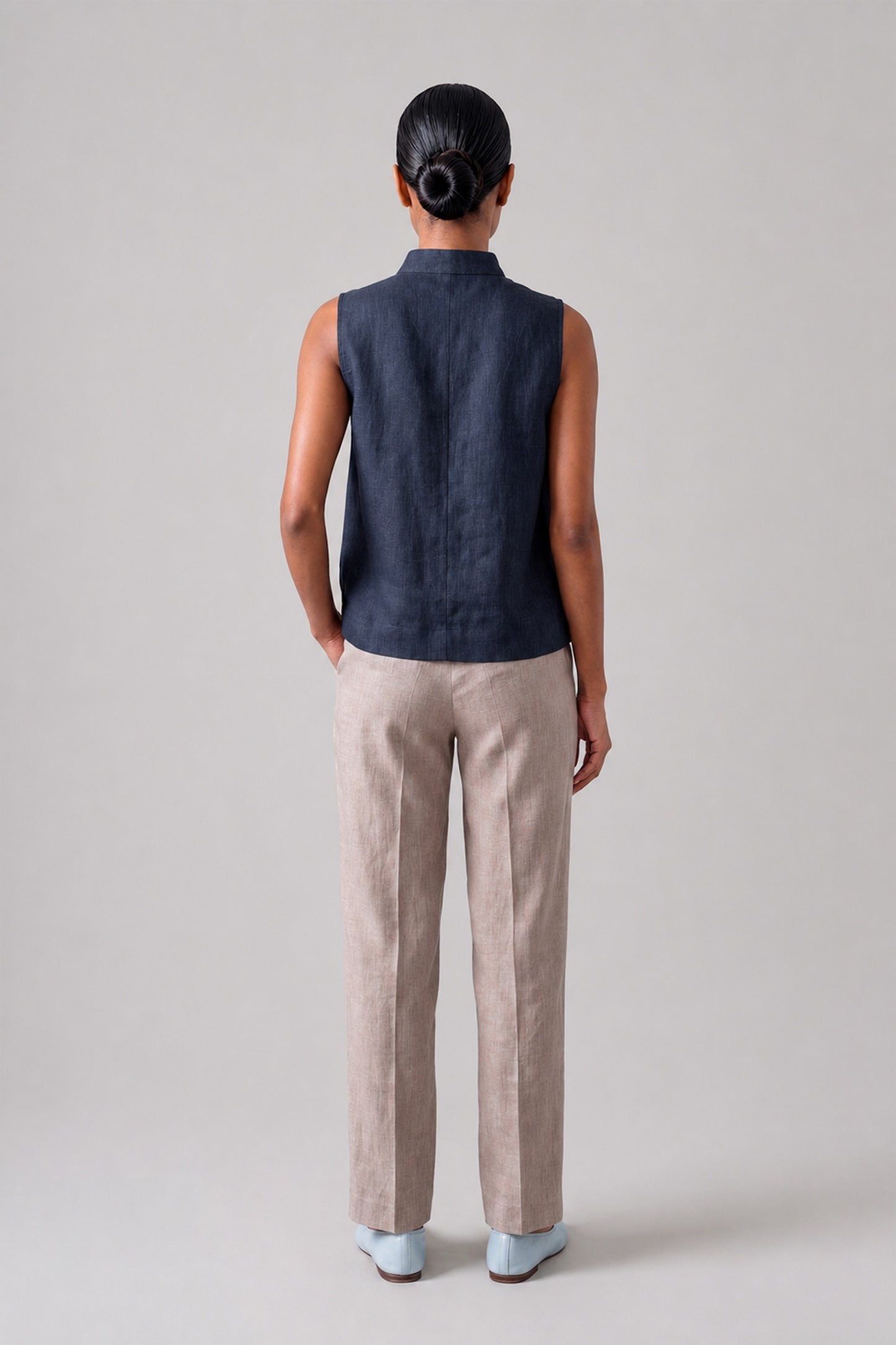 Navy Linen Top
