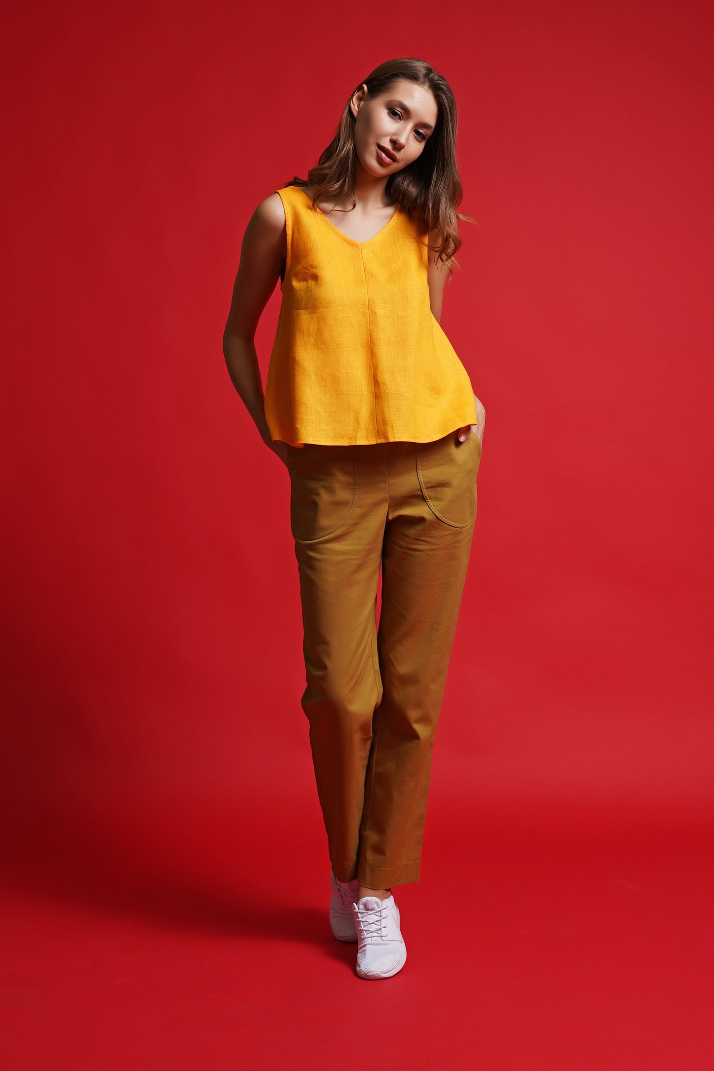 Yellow linen tank top