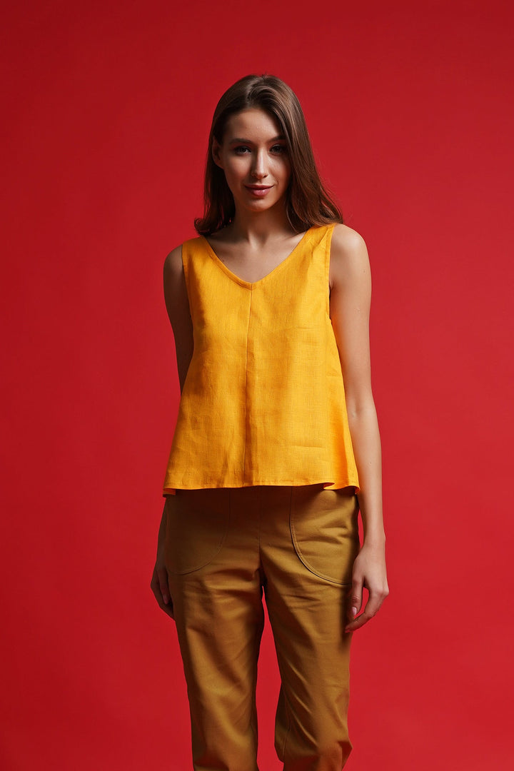 yellow linen tank top