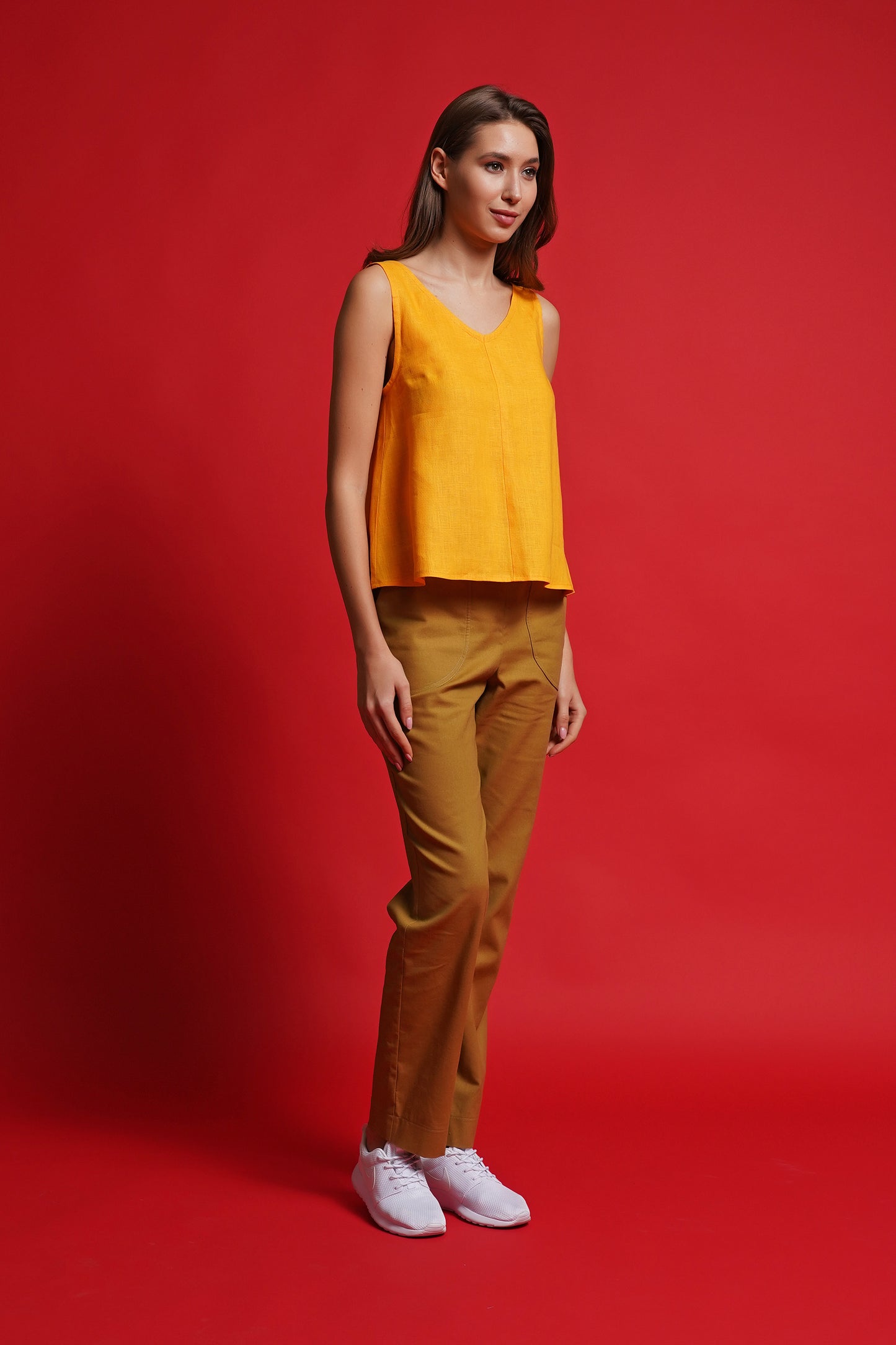 Yellow linen tank top
