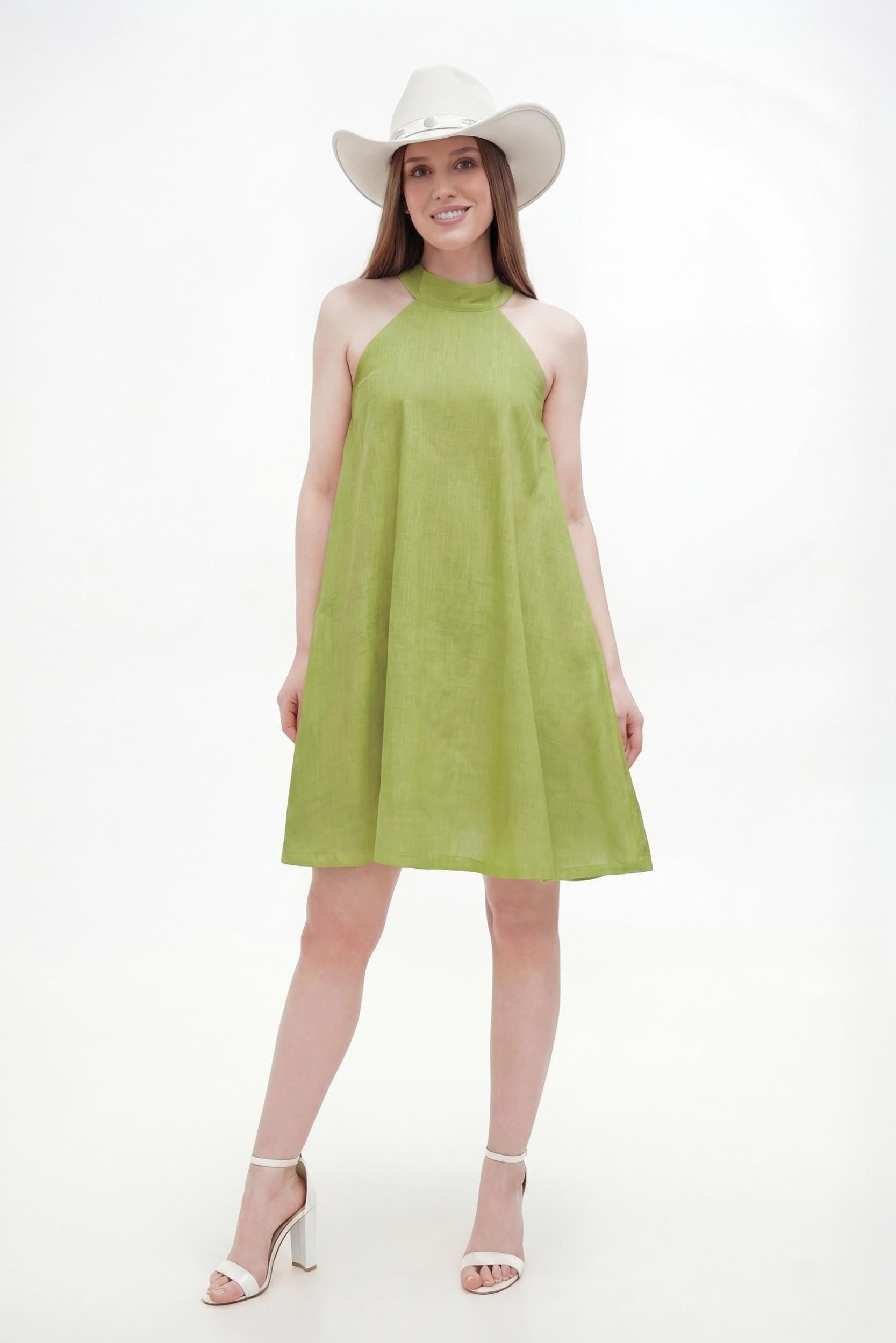 green linen sundress