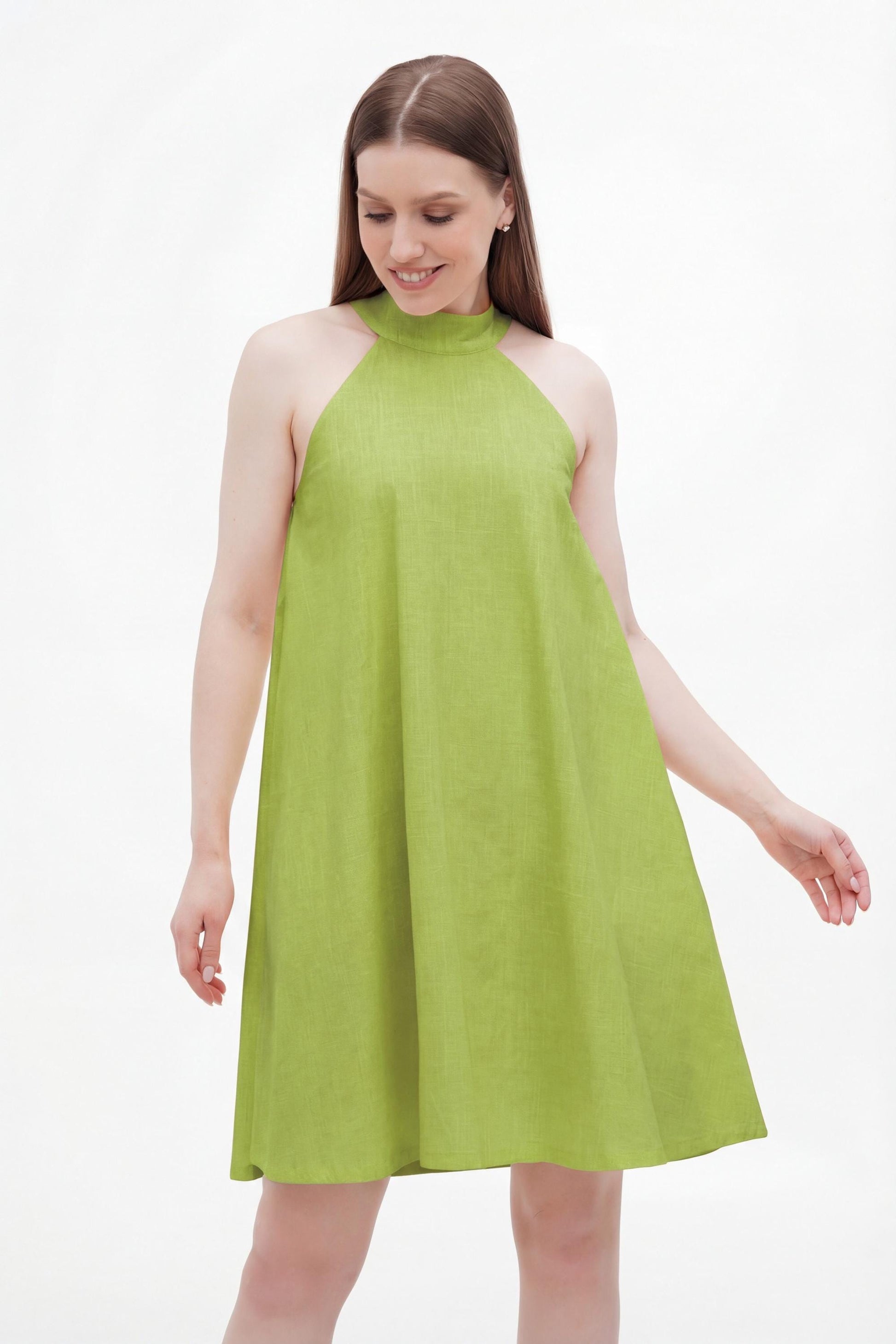 green linen sundress