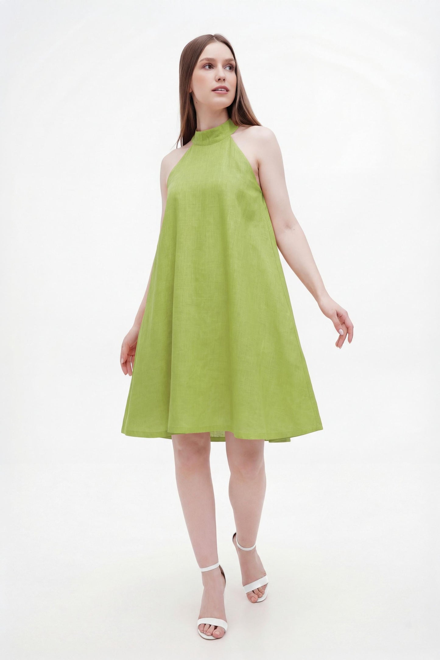 green linen sundress