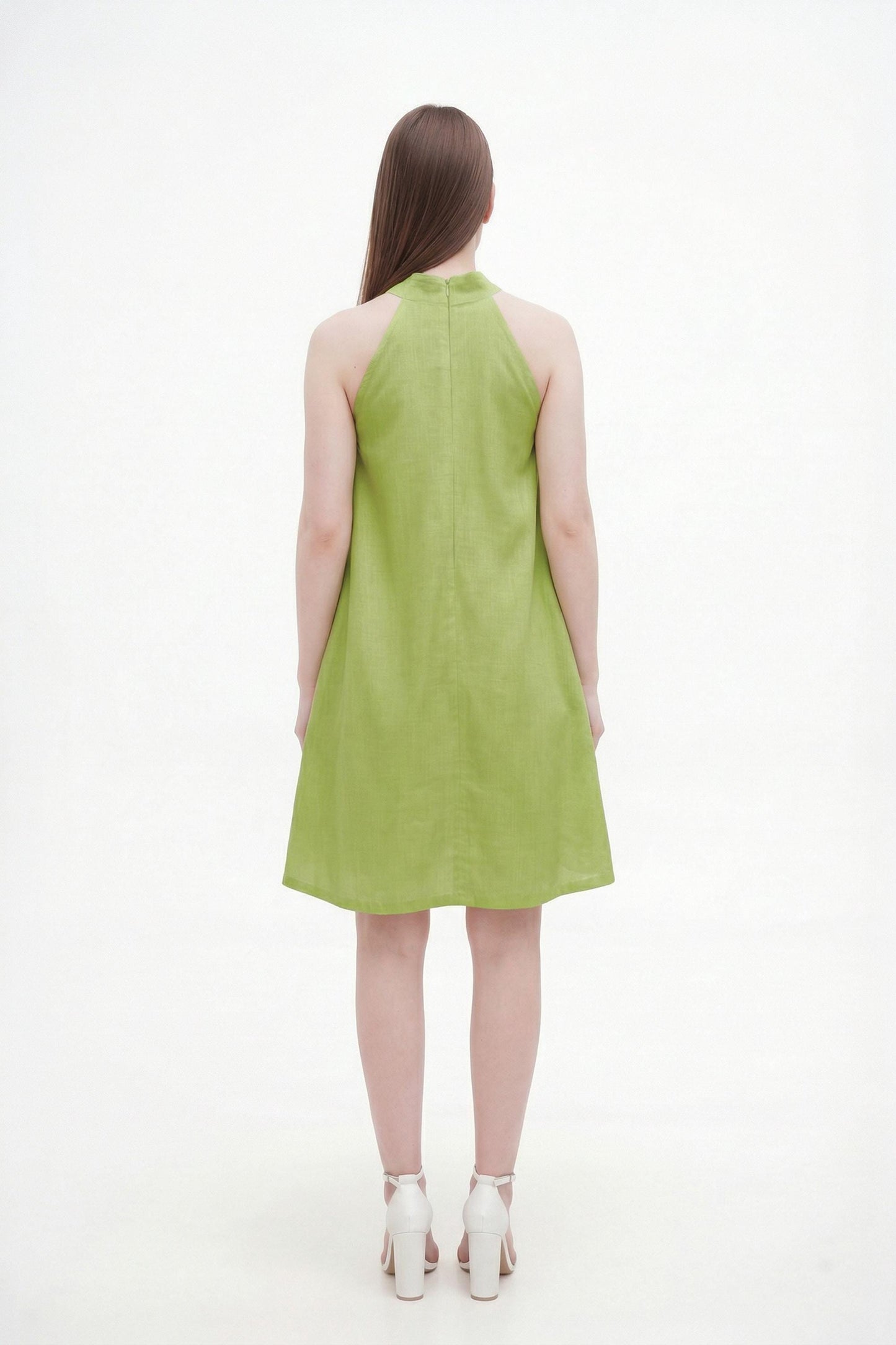 green linen sundress