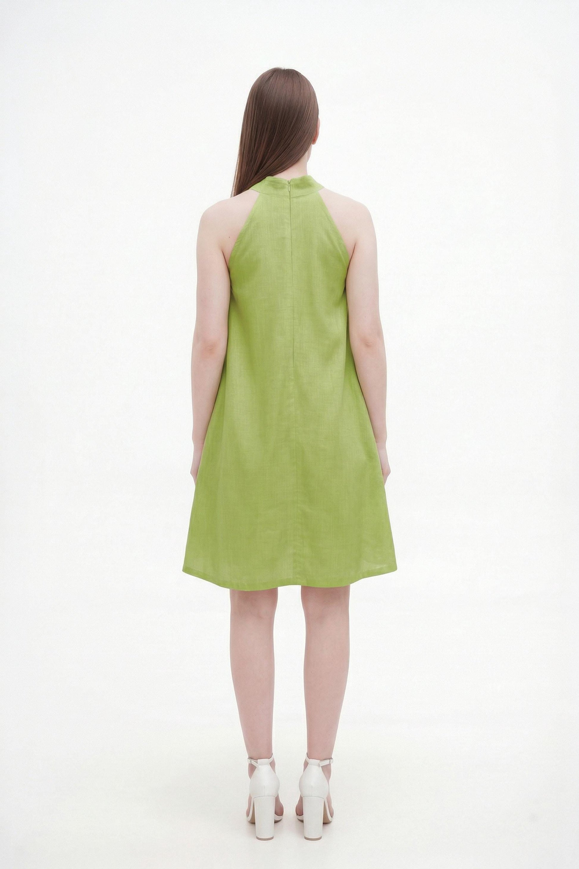 green linen sundress