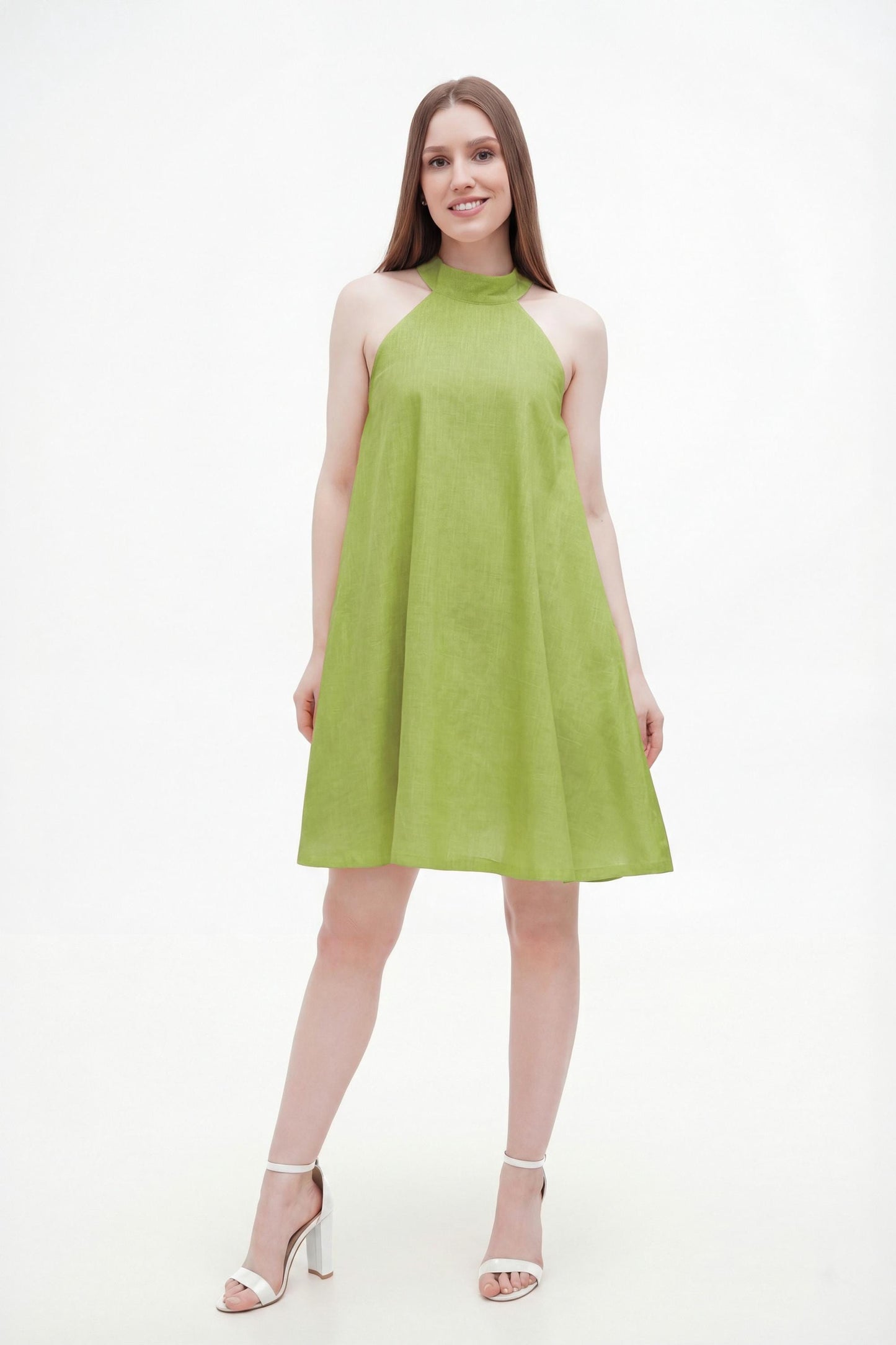 green linen sundress