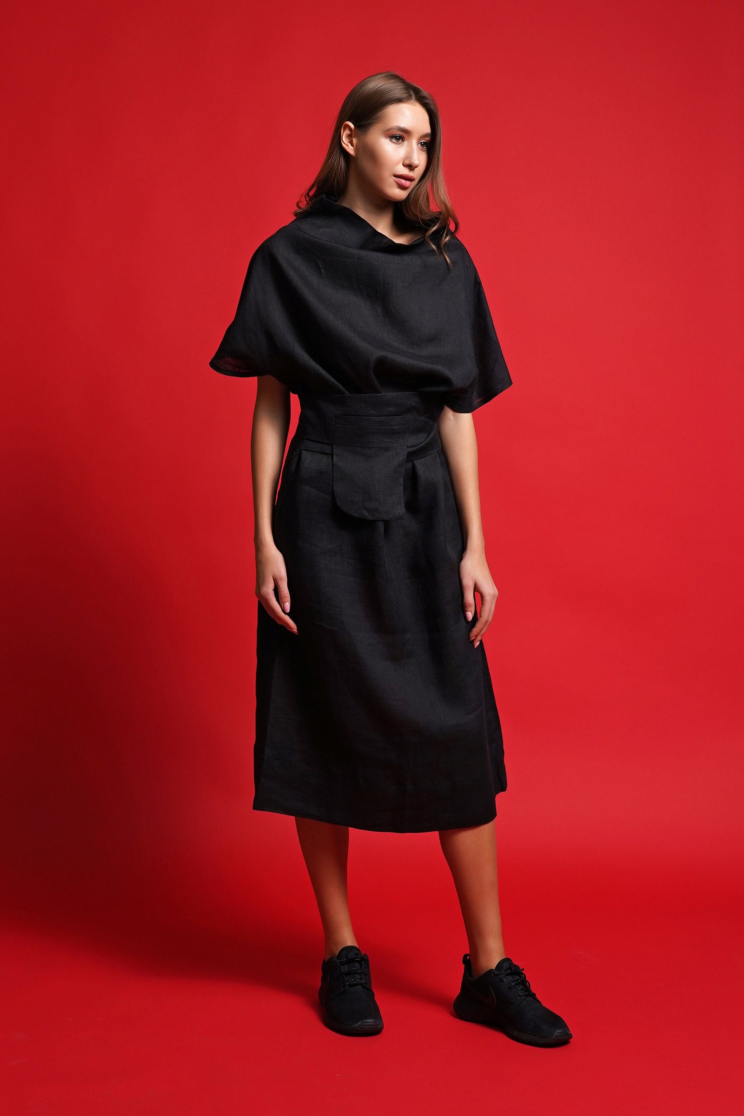 Linen avant garde dress