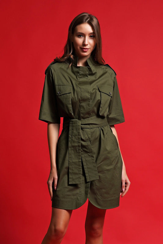 Khaki safari dress