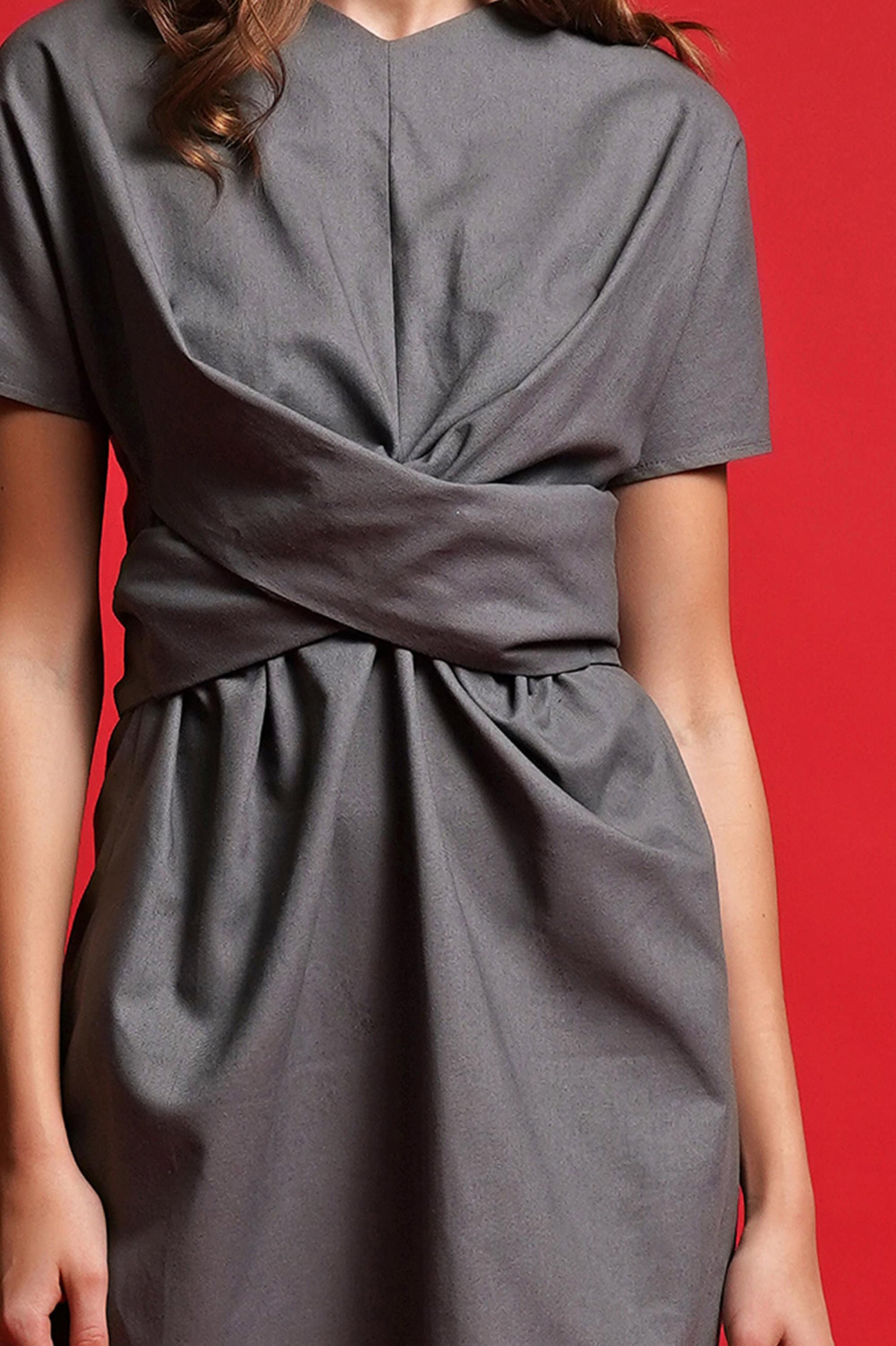Twist linen dress