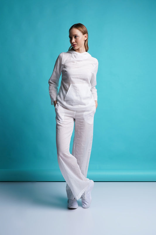 White cotton hooded top