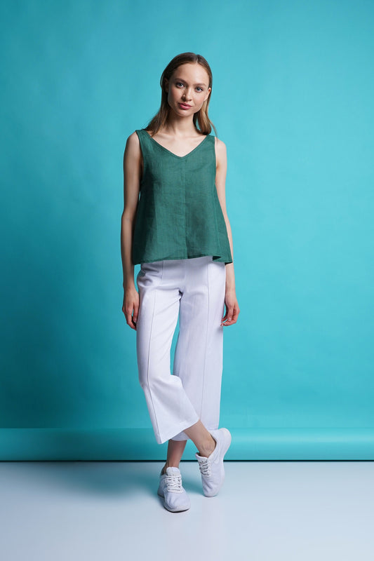 White linen culottes