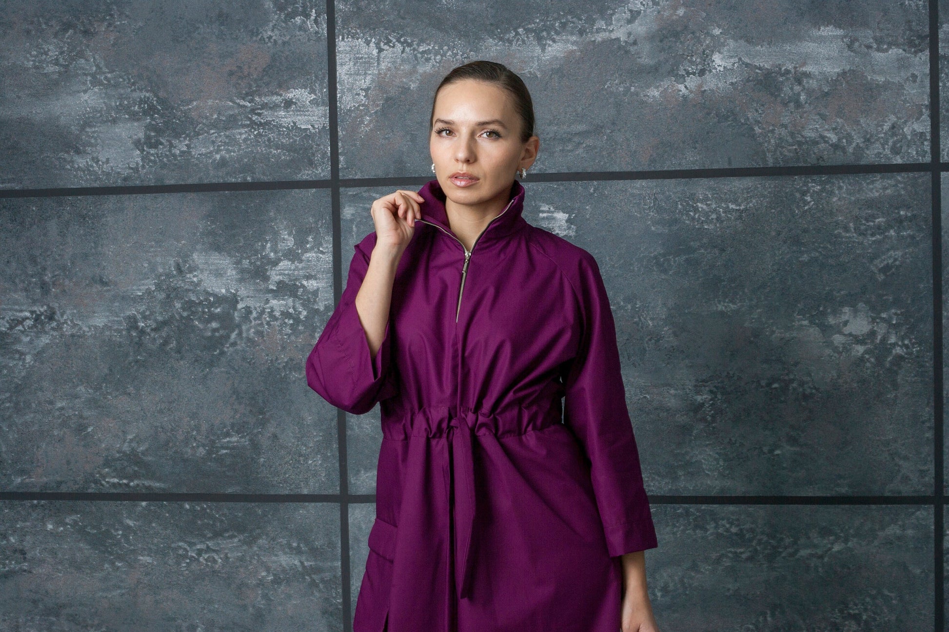 High neck zip dress
