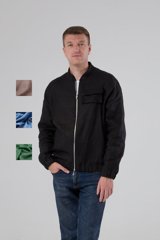 Mens linen bomber jacket