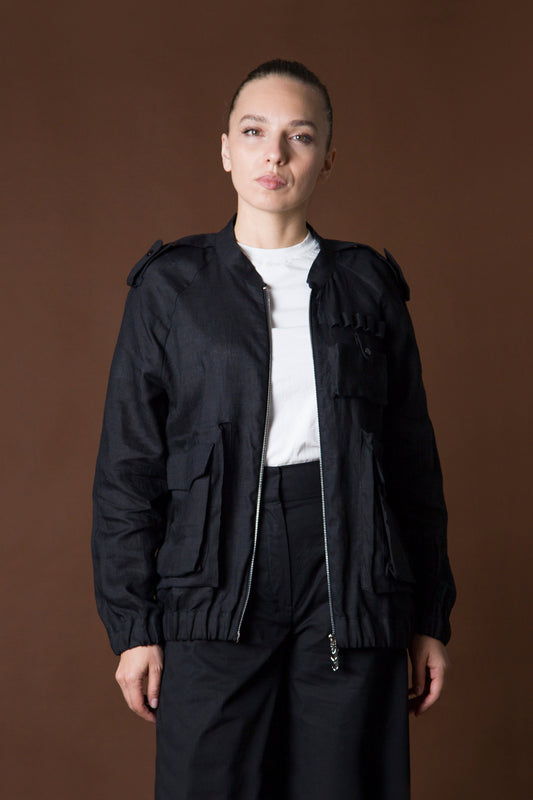 Linen bomber jacket