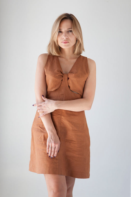 Linen cut out dress