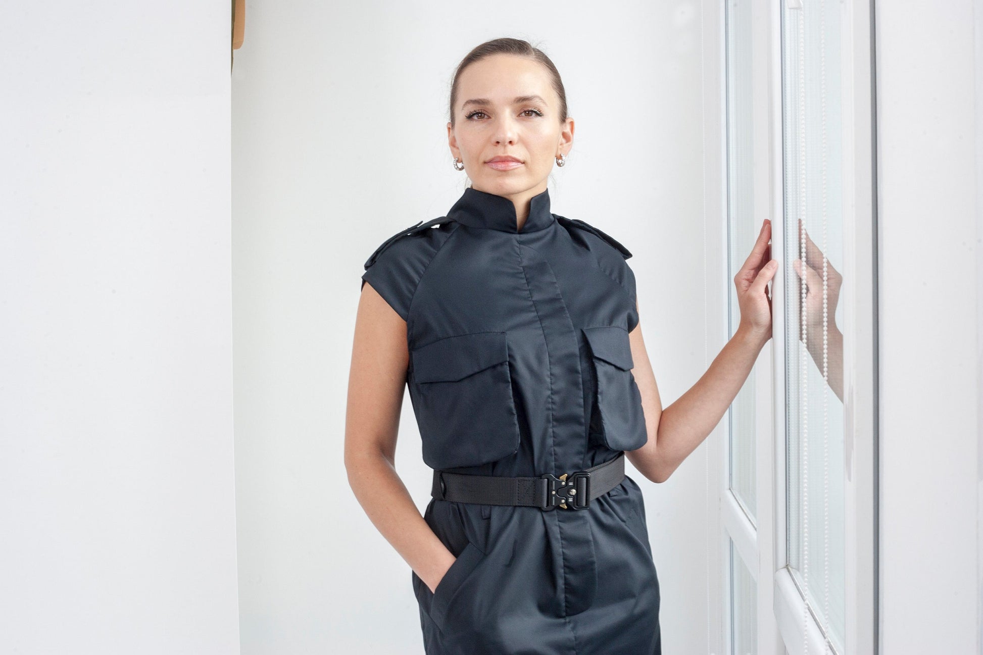 High neck turtleneck dress