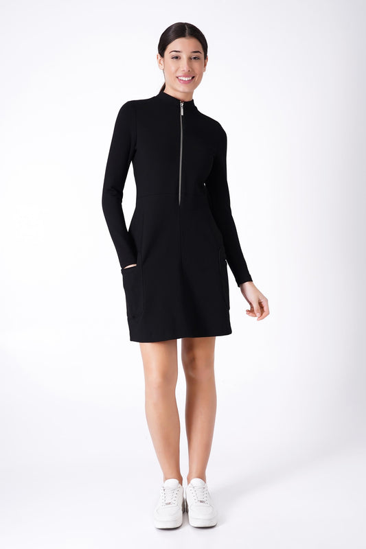 Mock Neck Zip Dress