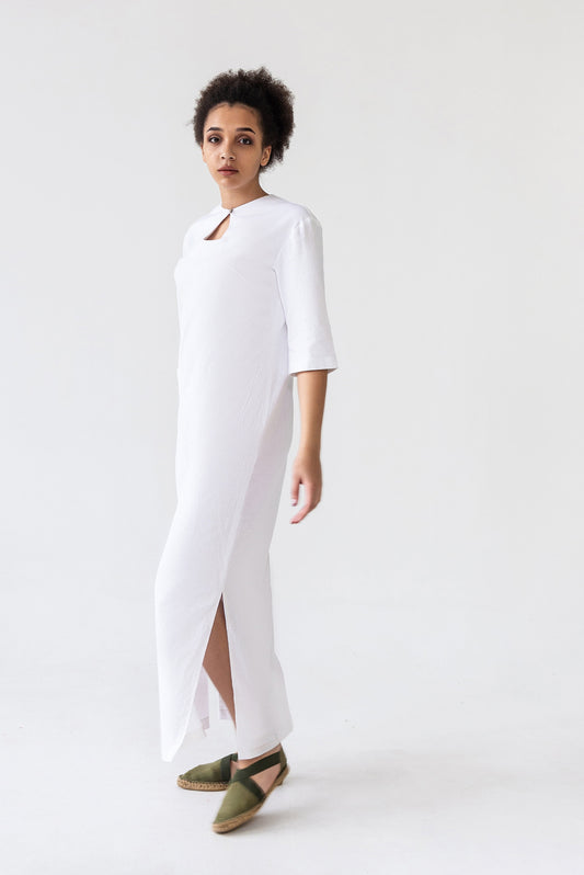 White linen maxi dress