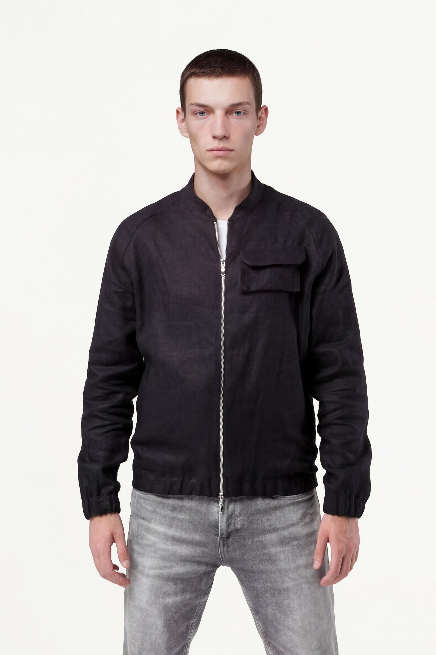 Mens linen bomber jacket