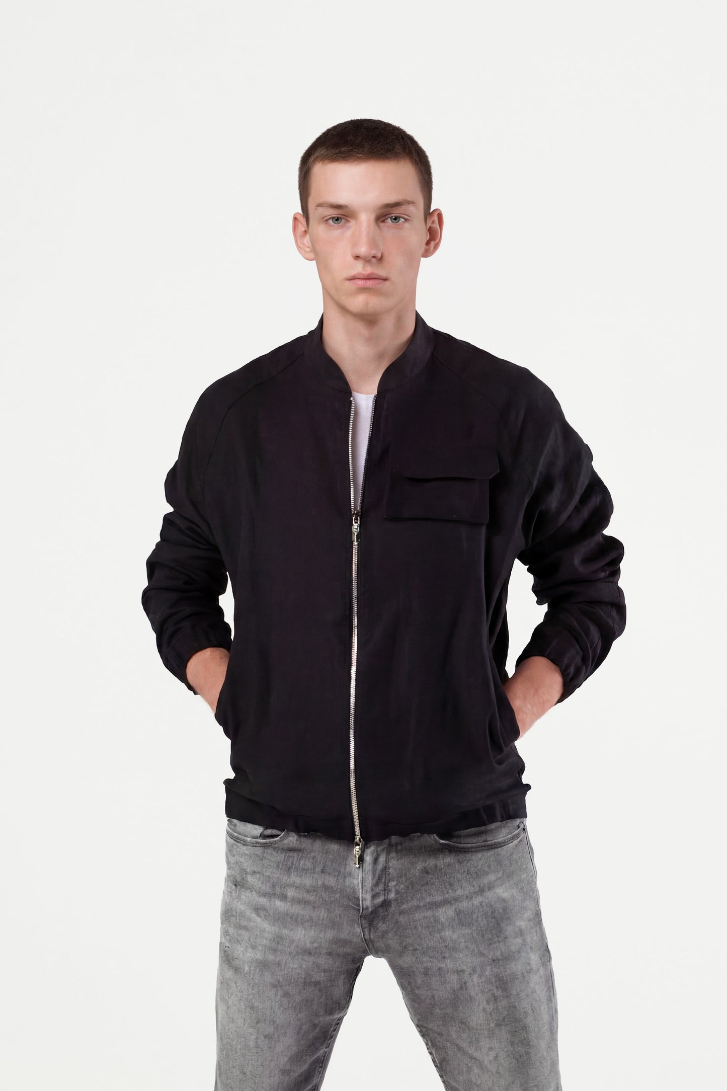 Mens linen bomber jacket