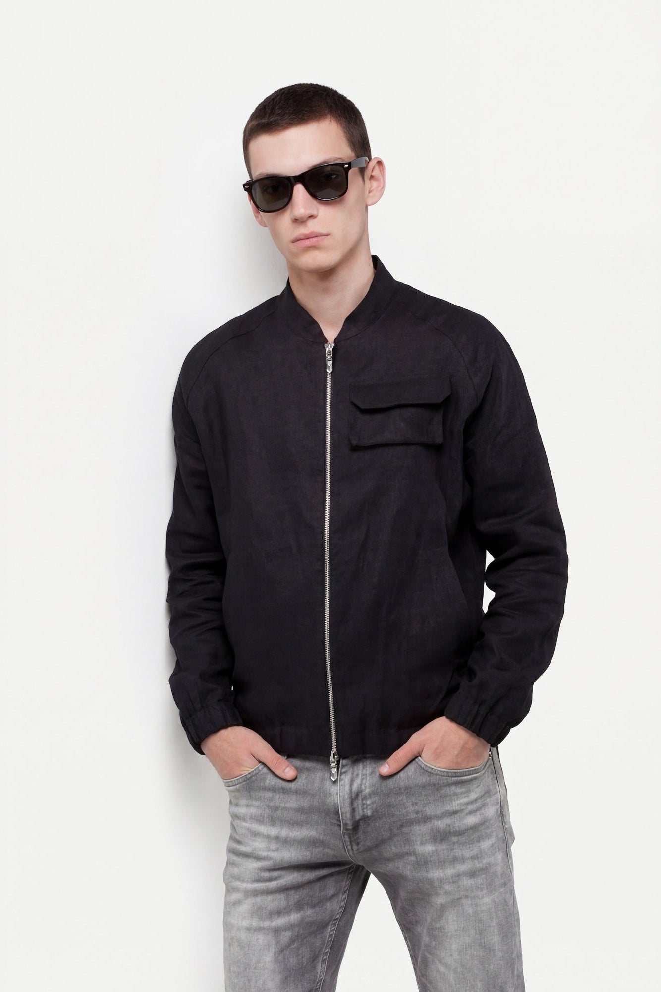 men linen bomber