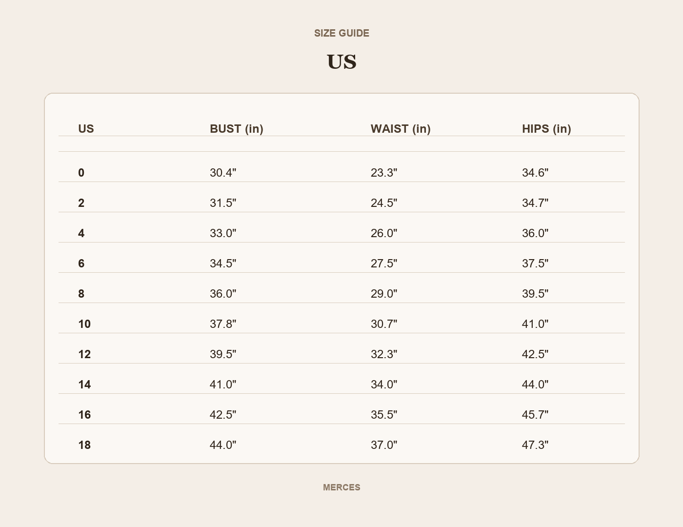 US size guide